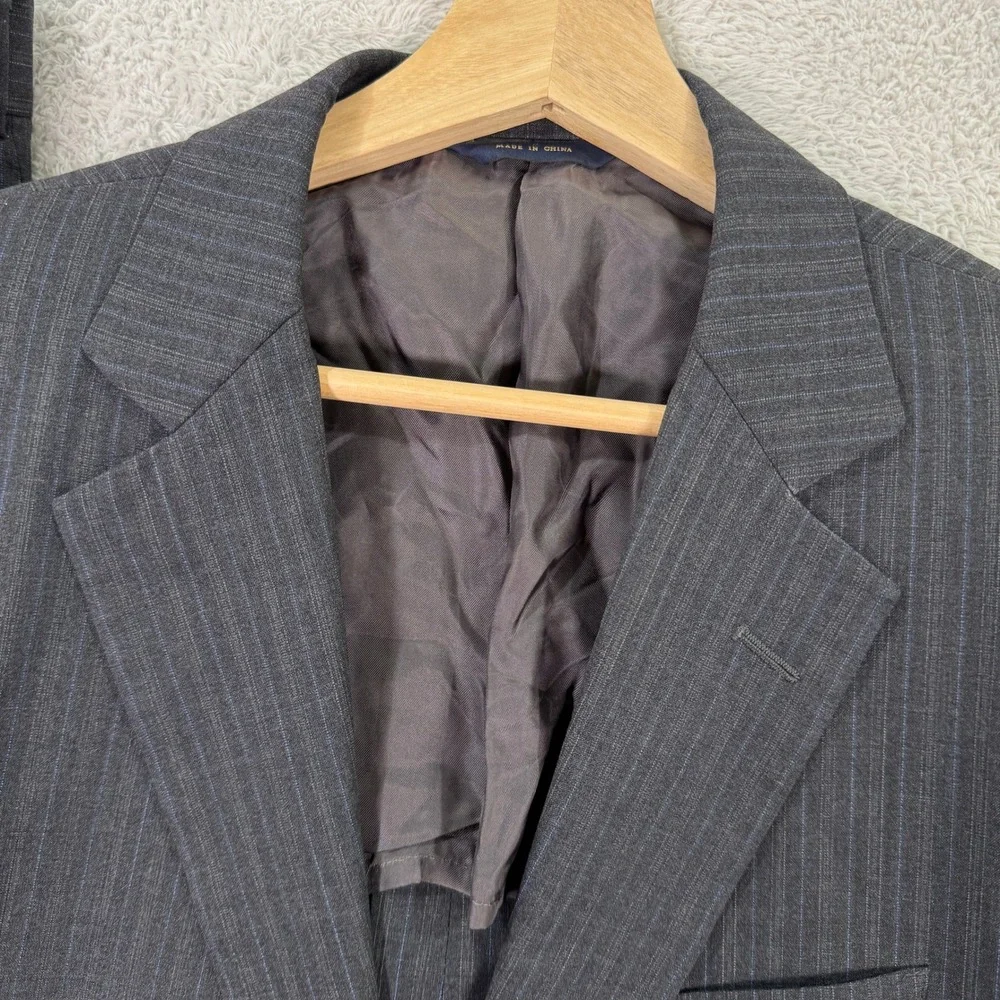 Brooks Brothers Fitzgerald BrooksCool Men 43R Slim Fit Grey Pinstripe Suit 38x29